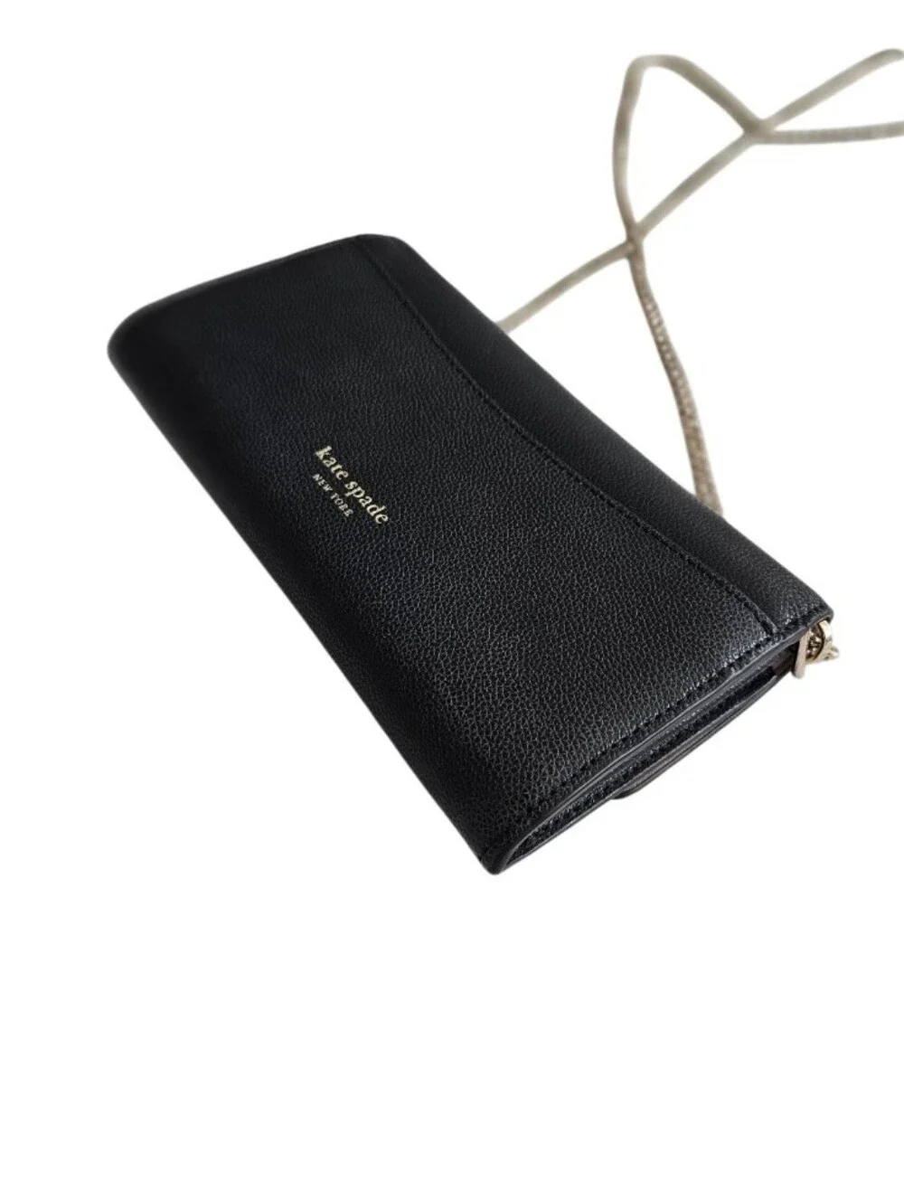 kate spade Black Pebbled Leather Wallet with Silver Lock
